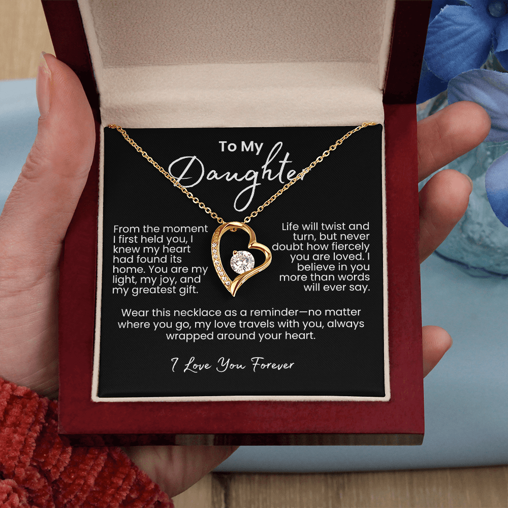 To My Daughter – Sparkling Forever Love Necklace with Heartfelt Message