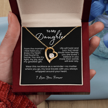 To My Daughter – Sparkling Forever Love Necklace with Heartfelt Message