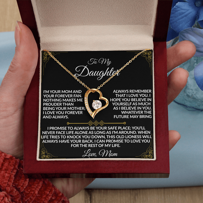 Mom - My Daughter's Safe Place Forever Love Necklace - 14k white gold finish & 18k yellow gold finish