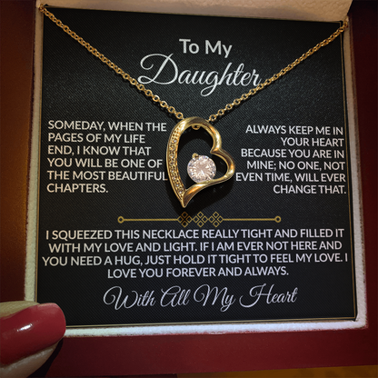 To My Daughter – With All My Heart Forever Love Necklace | 14k white gold finish or 18k yellow gold finish