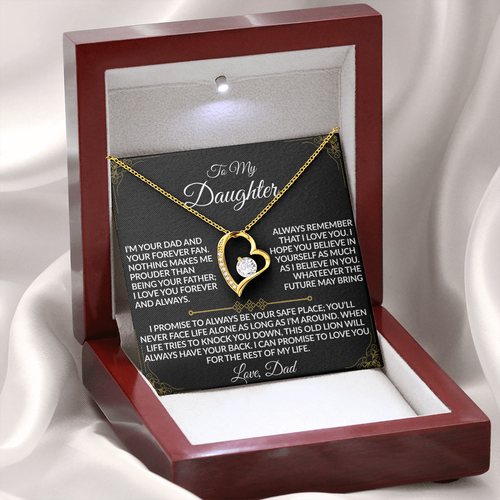 Para la hija que tiene mi corazón - Collar | De Papá |  Acabado en oro blanco de 14k o en oro amarillo de 18k