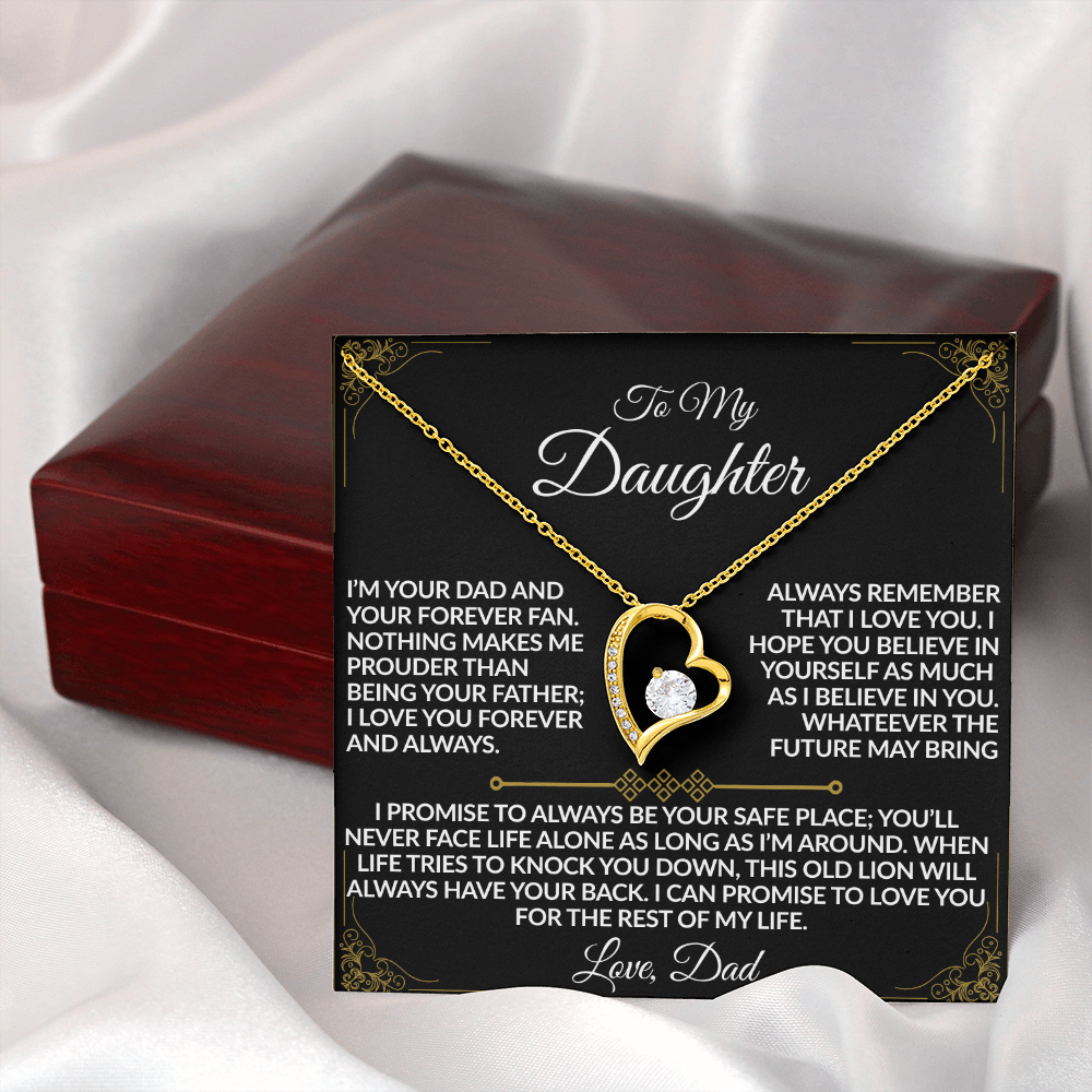 For the Daughter Who Has My Heart Necklace | From Dad |  14k white gold or 18k yellow gold finish