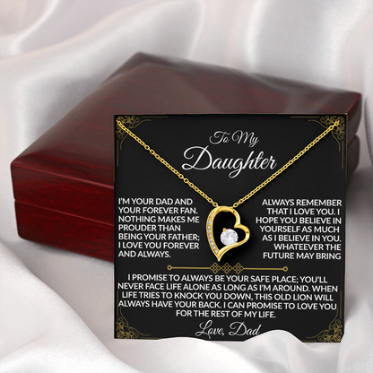 For the Daughter Who Has My Heart Necklace | From Dad |  14k white gold or 18k yellow gold finish