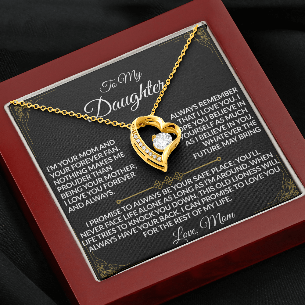 Mom - My Daughter's Safe Place Forever Love Necklace - 14k white gold finish & 18k yellow gold finish