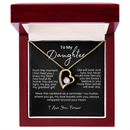 To My Daughter – Sparkling Forever Love Necklace with Heartfelt Message