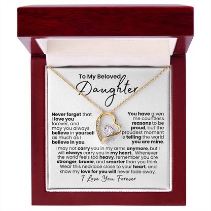 “Always In My Heart” Daughter Necklace — Forever Love Pendant (Gold/White Gold)