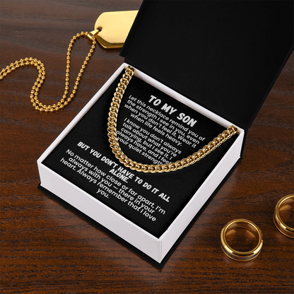 To My Son — Storm-Proof Cuban Link (“I AM THE STORM”) |  Stainless or 14K Gold, Adjustable 18–22”, 5 mm, Message Card, Gift Box Included