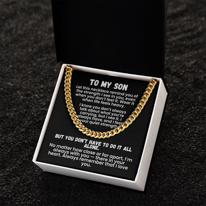 To My Son — Storm-Proof Cuban Link (“I AM THE STORM”) |  Stainless or 14K Gold, Adjustable 18–22”, 5 mm, Message Card, Gift Box Included