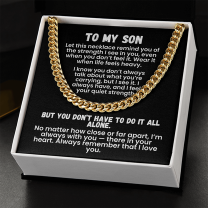 To My Son — Storm-Proof Cuban Link (“I AM THE STORM”) |  Stainless or 14K Gold, Adjustable 18–22”, 5 mm, Message Card, Gift Box Included