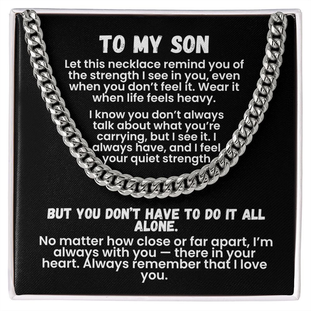 To My Son — Storm-Proof Cuban Link (“I AM THE STORM”) |  Stainless or 14K Gold, Adjustable 18–22”, 5 mm, Message Card, Gift Box Included