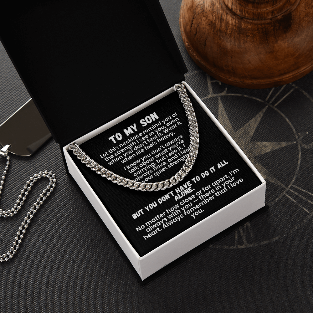To My Son — Storm-Proof Cuban Link (“I AM THE STORM”) |  Stainless or 14K Gold, Adjustable 18–22”, 5 mm, Message Card, Gift Box Included