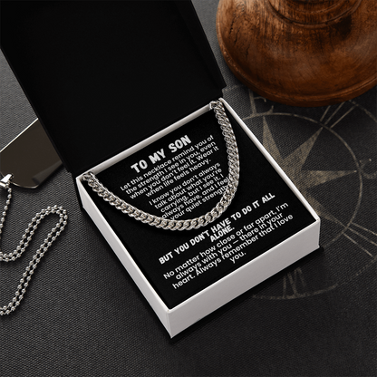 To My Son — Storm-Proof Cuban Link (“I AM THE STORM”) |  Stainless or 14K Gold, Adjustable 18–22”, 5 mm, Message Card, Gift Box Included