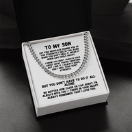 To My Son — “I See Your Strength” Cuban Link Chain | Stainless or 14K Gold, Adjustable 18–22”, 5 mm, Message Card, Gift Box Included