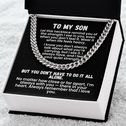 To My Son — Storm-Proof Cuban Link (“I AM THE STORM”) |  Stainless or 14K Gold, Adjustable 18–22”, 5 mm, Message Card, Gift Box Included