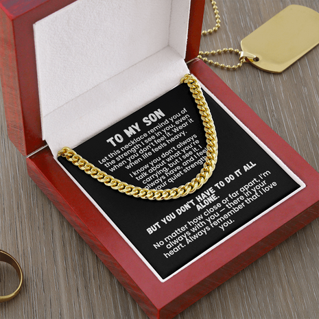 To My Son — Storm-Proof Cuban Link (“I AM THE STORM”) |  Stainless or 14K Gold, Adjustable 18–22”, 5 mm, Message Card, Gift Box Included