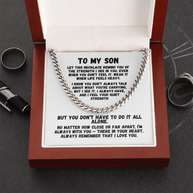 To My Son — “I See Your Strength” Cuban Link Chain | Stainless or 14K Gold, Adjustable 18–22”, 5 mm, Message Card, Gift Box Included