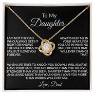 From the Dad Who Doesn't Always Get It Right, But Loves You Love Knot Necklace (Yellow $ White Gold Variants)