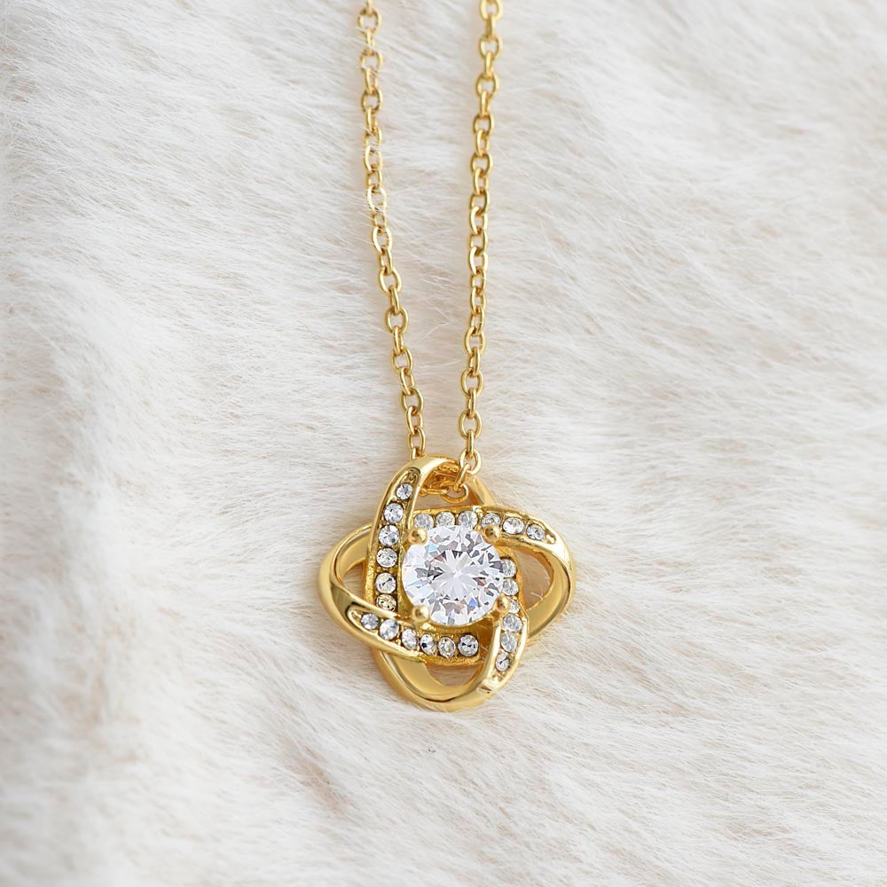 Amor que nunca se desvanece: collar de corazón para hija — Collar Nudo de Amor, acabado en oro blanco de 14k