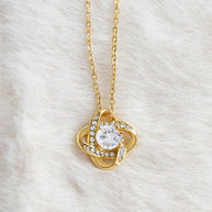 Amor que nunca se desvanece: collar de corazón para hija — Collar Nudo de Amor, acabado en oro blanco de 14k