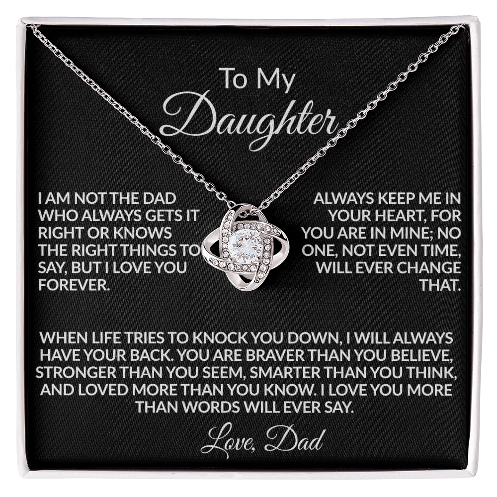 From the Dad Who Doesn't Always Get It Right, But Loves You Love Knot Necklace (Yellow $ White Gold Variants)