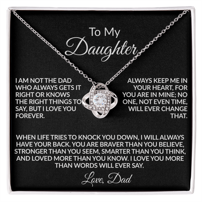 From the Dad Who Doesn't Always Get It Right, But Loves You Love Knot Necklace (Yellow $ White Gold Variants)