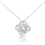 Amor que nunca se desvanece: collar de corazón para hija — Collar Nudo de Amor, acabado en oro blanco de 14k