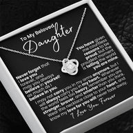 Amor que nunca se desvanece: collar de corazón para hija — Collar Nudo de Amor, acabado en oro blanco de 14k