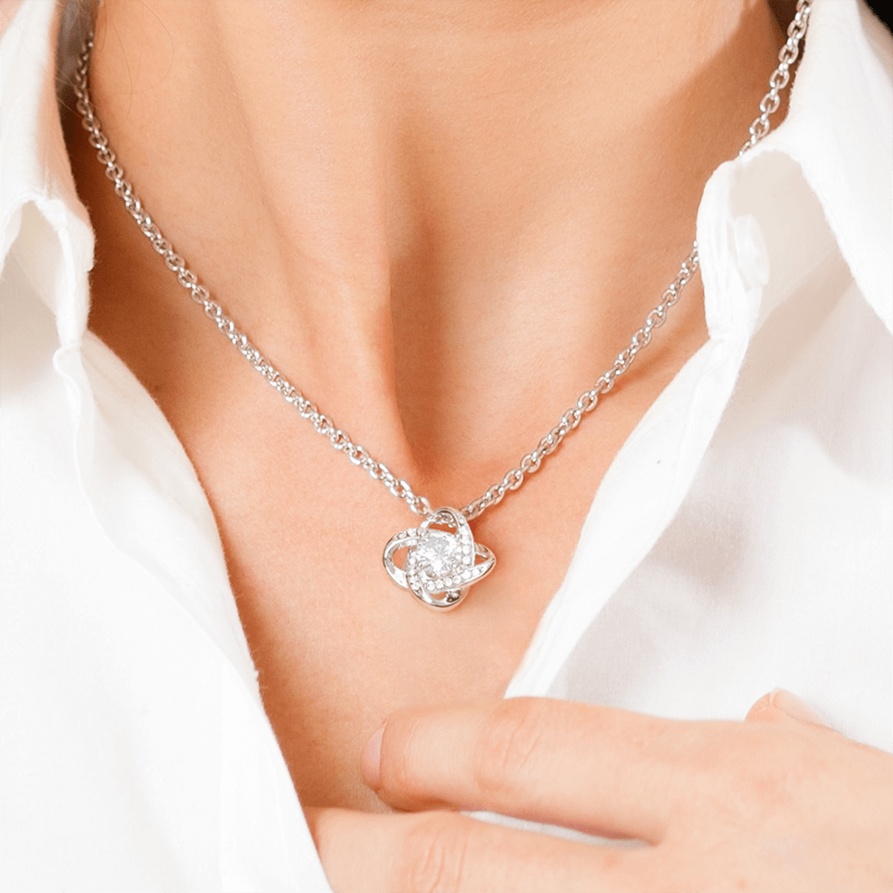 From the Dad Who Doesn't Always Get It Right, But Loves You Love Knot Necklace (Yellow $ White Gold Variants)