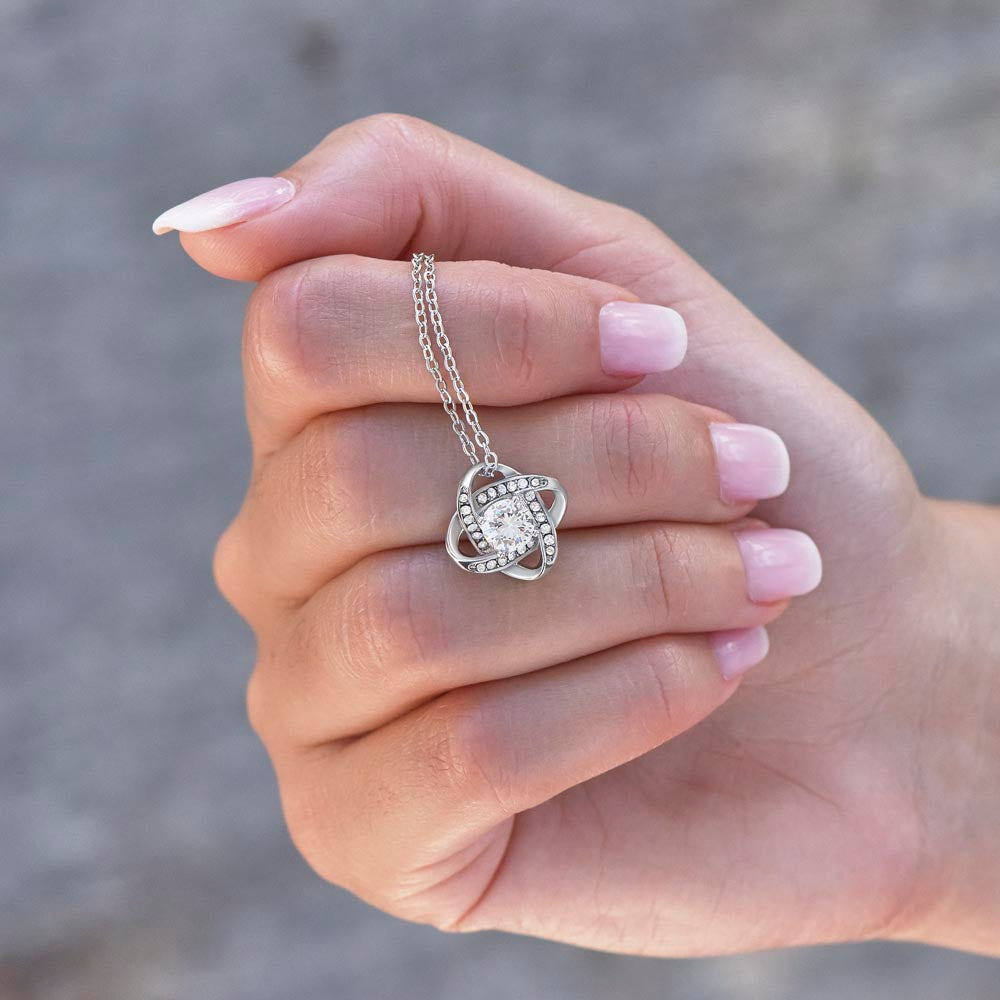 From the Dad Who Doesn't Always Get It Right, But Loves You Love Knot Necklace (Yellow $ White Gold Variants)