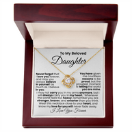 To My Beautiful Daughter™ — Love Knot Necklace, 14k White, 18k Gold Finish