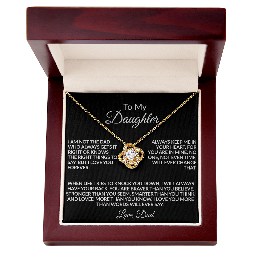 From the Dad Who Doesn't Always Get It Right, But Loves You Love Knot Necklace (Yellow $ White Gold Variants)