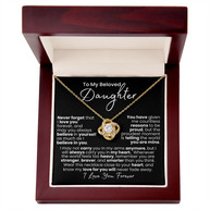 Amor que nunca se desvanece: collar de corazón para hija — Collar Nudo de Amor, acabado en oro blanco de 14k