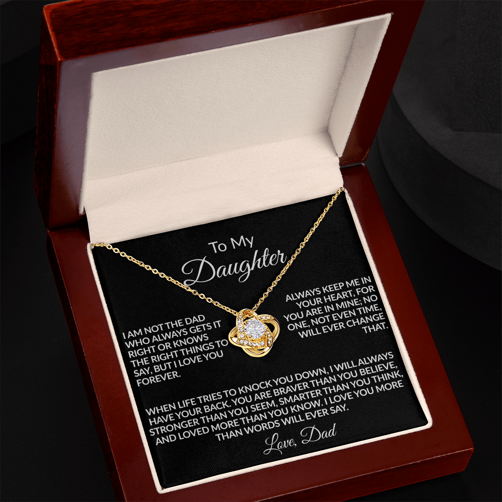From the Dad Who Doesn't Always Get It Right, But Loves You Love Knot Necklace (Yellow $ White Gold Variants)