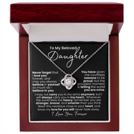 Amor que nunca se desvanece: collar de corazón para hija — Collar Nudo de Amor, acabado en oro blanco de 14k