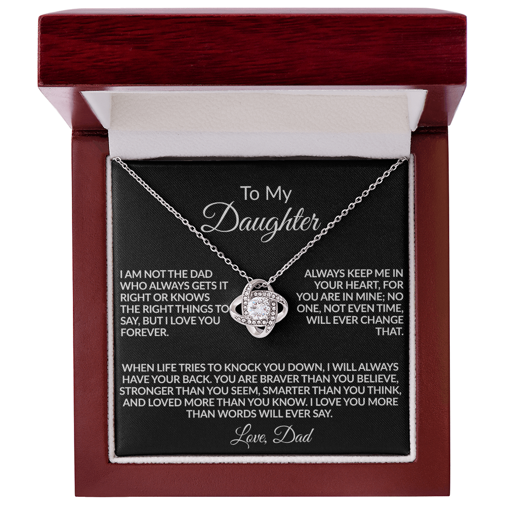 From the Dad Who Doesn't Always Get It Right, But Loves You Love Knot Necklace (Yellow $ White Gold Variants)