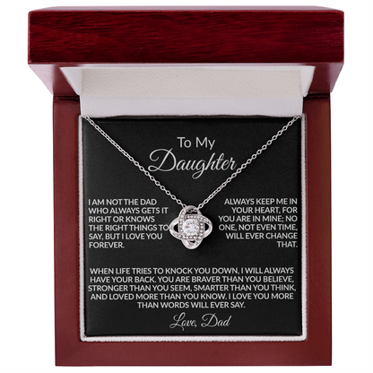 From the Dad Who Doesn't Always Get It Right, But Loves You Love Knot Necklace (Yellow $ White Gold Variants)