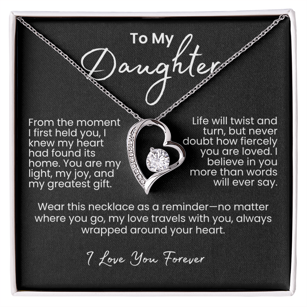 To My Daughter – Sparkling Forever Love Necklace with Heartfelt Message