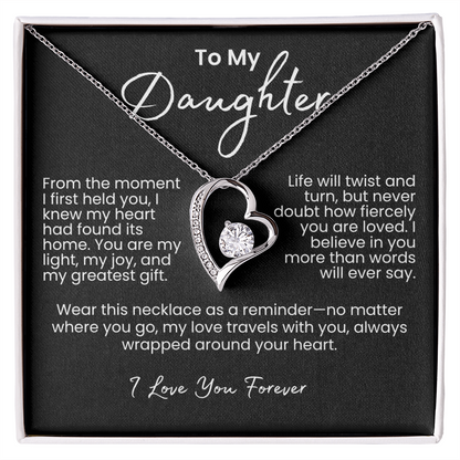 To My Daughter – Sparkling Forever Love Necklace with Heartfelt Message
