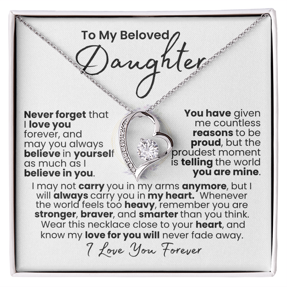 “Always In My Heart” Daughter Necklace — Forever Love Pendant (Gold/White Gold)