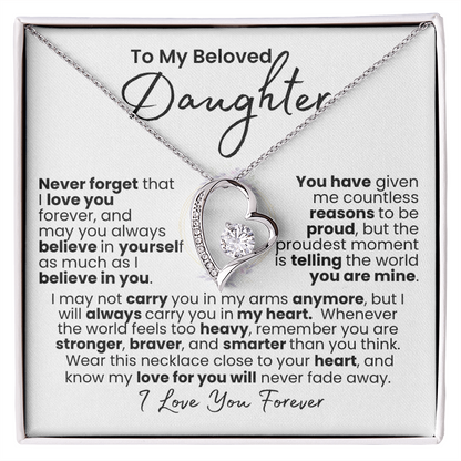 “Always In My Heart” Daughter Necklace — Forever Love Pendant (Gold/White Gold)