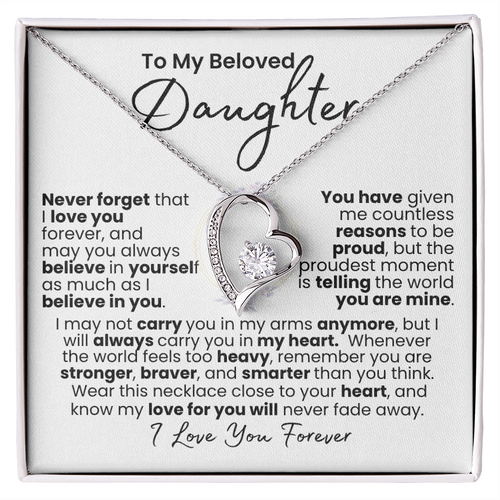 “Always In My Heart” Daughter Necklace — Forever Love Pendant (Gold/White Gold)