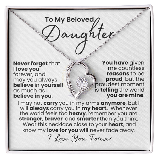 “Always In My Heart” Daughter Necklace — Forever Love Pendant (Gold/White Gold)