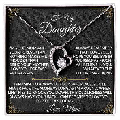 Mom - My Daughter's Safe Place Forever Love Necklace - 14k white gold finish & 18k yellow gold finish