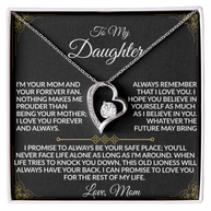 Mom - My Daughter's Safe Place Forever Love Necklace - 14k white gold finish & 18k yellow gold finish
