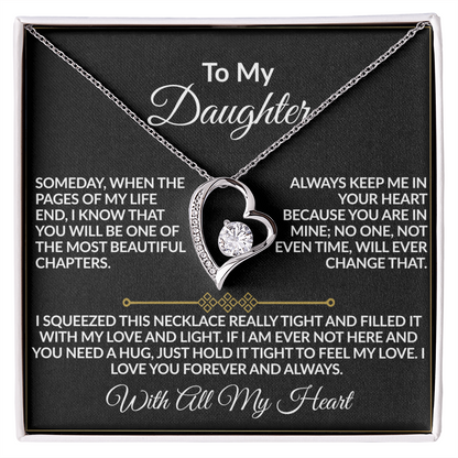 To My Daughter – With All My Heart Forever Love Necklace | 14k white gold finish or 18k yellow gold finish