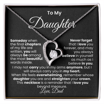 To My Daughter — Love, Dad | Forever Love Necklace (White/Gold)