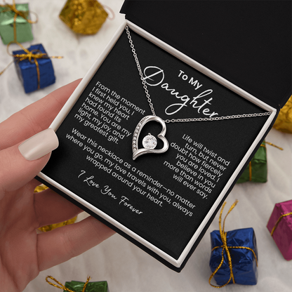 To My Daughter – Sparkling Forever Love Necklace with Heartfelt Message