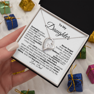 Mensaje de papá para su hija — Collar Amor Eterno | Acabado → Oro blanco de 14k / Oro amarillo de 18k