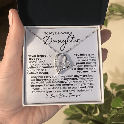 “Always In My Heart” Daughter Necklace — Forever Love Pendant (Gold/White Gold)
