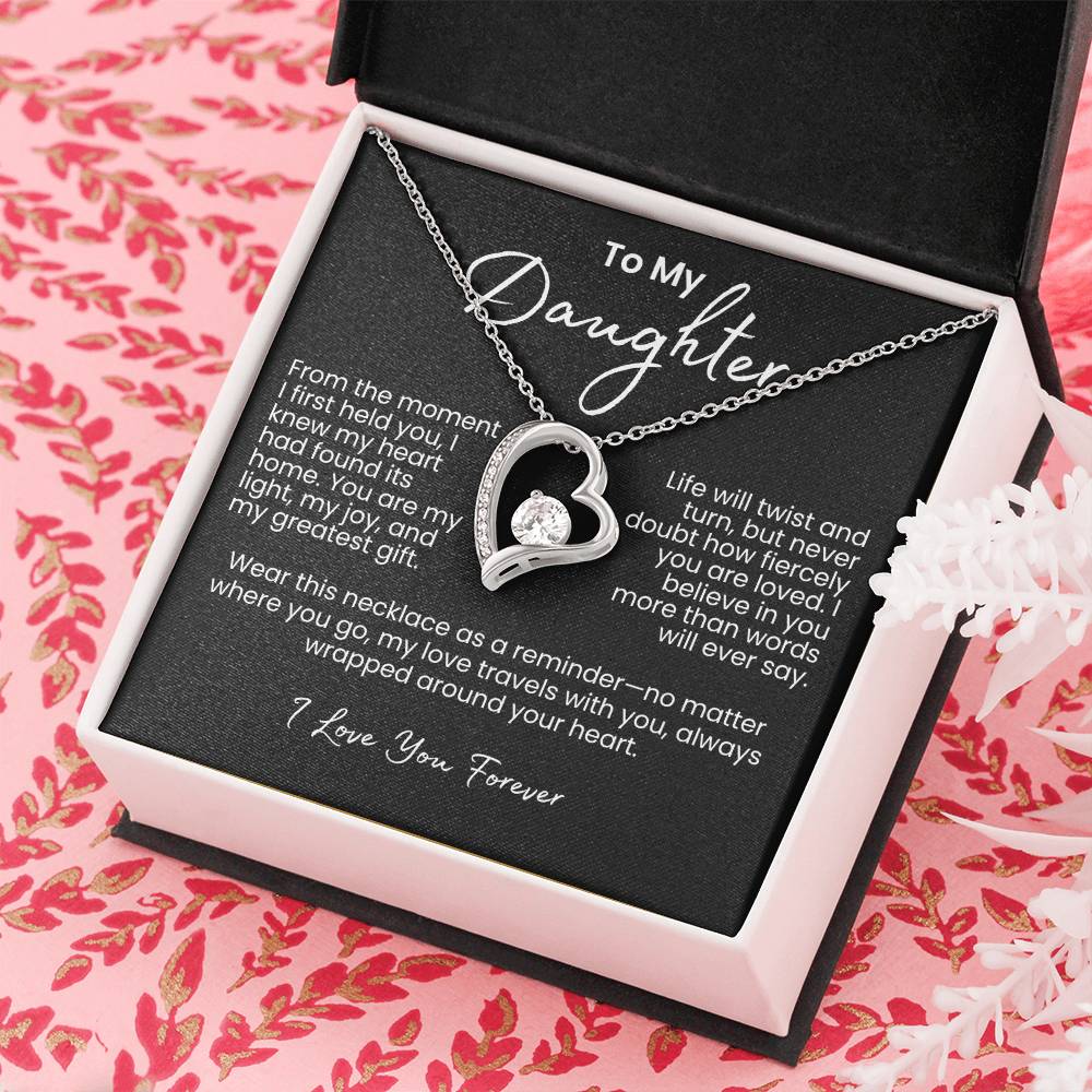 Para mi hija: Collar amor eterno brillante con mensaje emotivo